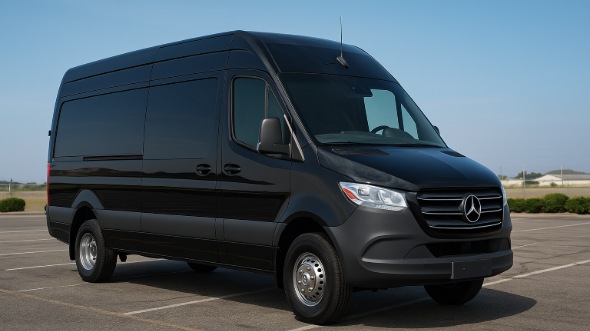 Exterior of Charter Bus Company Brooklyn Park's 14 Passenger Sprinter Limousine in Brooklyn Park
