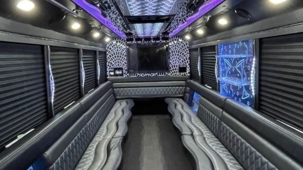 Interior of Charter Bus Company Bloomington's 25 Passenger Party Bus in Bloomington