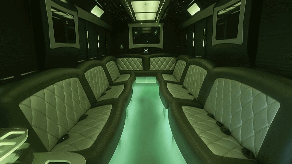 Interior of Charter Bus Company Maple Grove's 25 Passenger Party Bus in Maple Grove