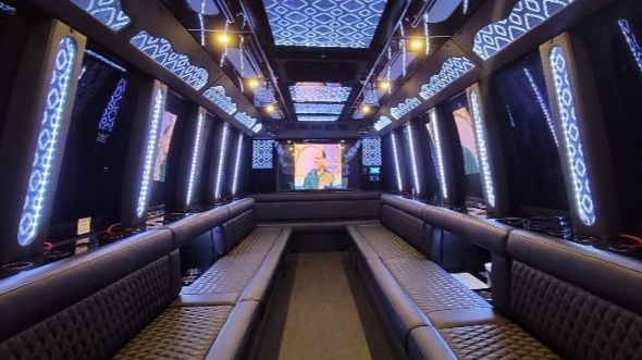 Interior of Charter Bus Company Minneapolis's 25 Passenger Party Bus in Minneapolis