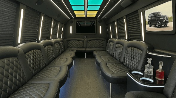 Interior of Charter Bus Company Stillwater's 25 Passenger Party Bus in Stillwater