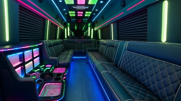 Interior of Charter Bus Company Rochester's 30 Passenger Party Bus in Rochester