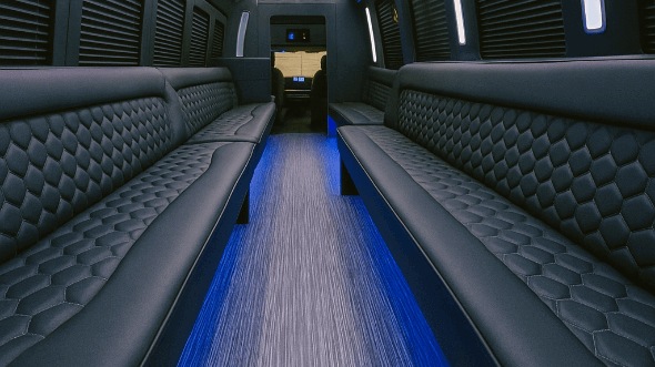 Interior of Charter Bus Company Stillwater's 30 Passenger Party Bus in Stillwater