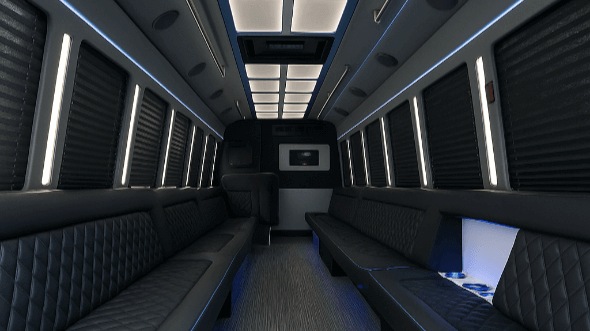 Interior of Charter Bus Company Stillwater's 50 Passenger Party Bus in Stillwater